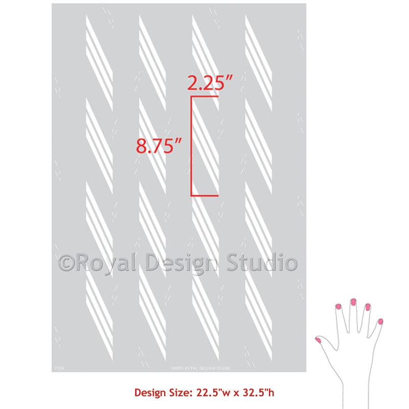 Broken Braid Herringbone Raven + Lily Wall Stencil