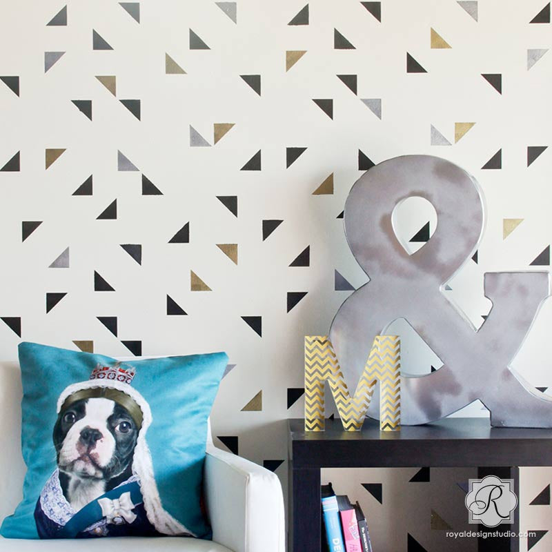 Aztec Triangles Raven + Lily Wall Stencil