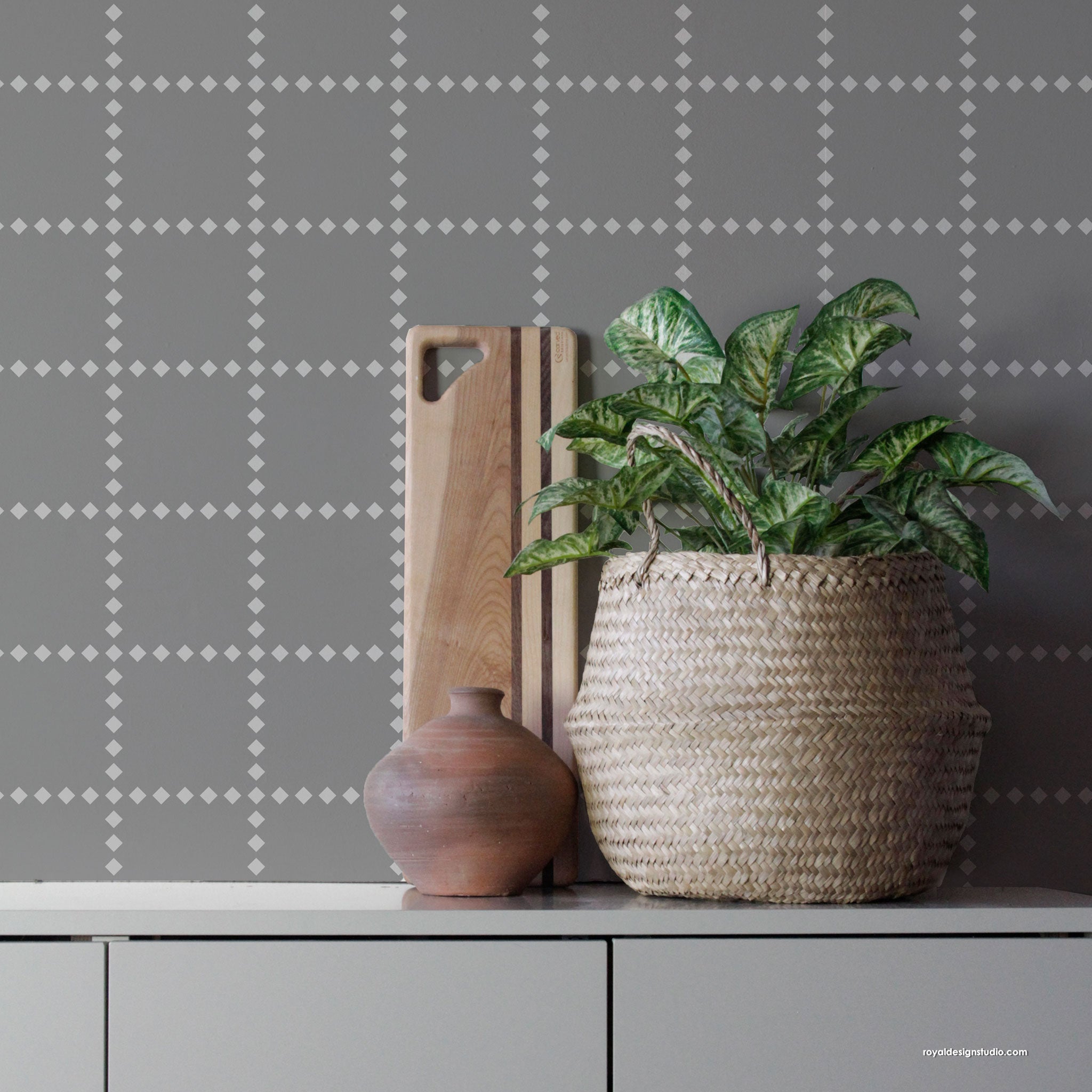 Windowpane Check Wall and Floor Stencil