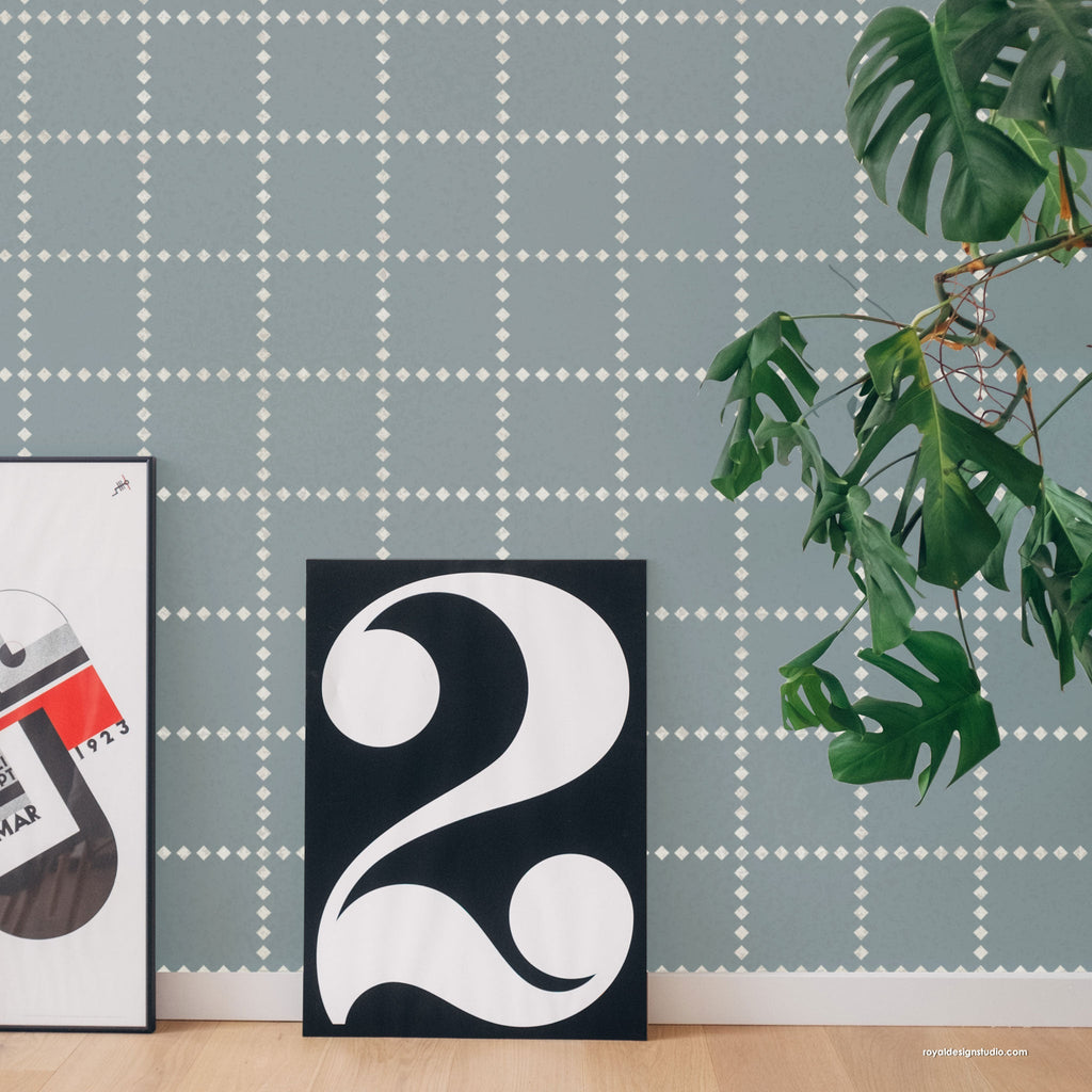 Windowpane Check Wall and Floor Stencil