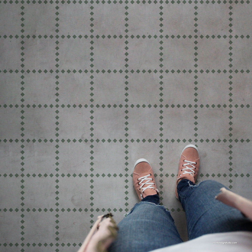 Windowpane Check Wall and Floor Stencil