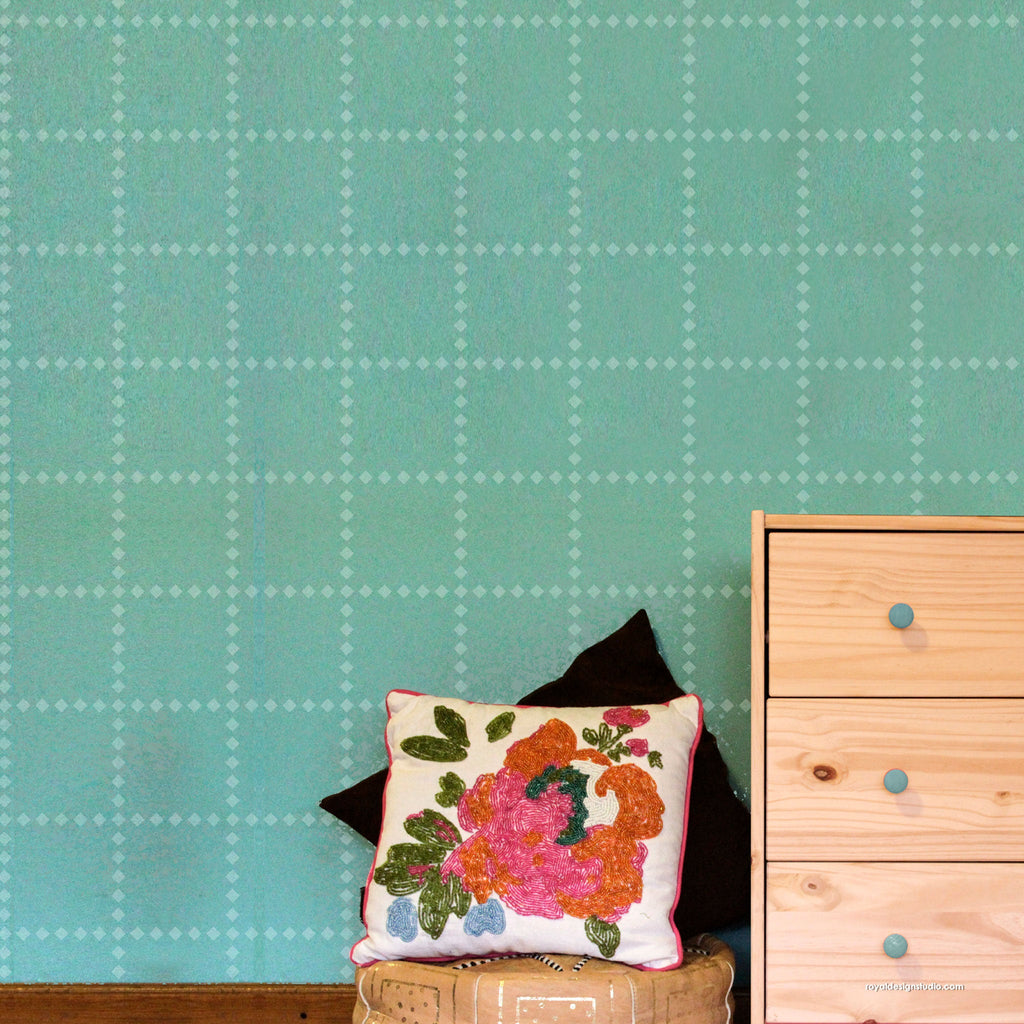 Windowpane Check Wall and Floor Stencil