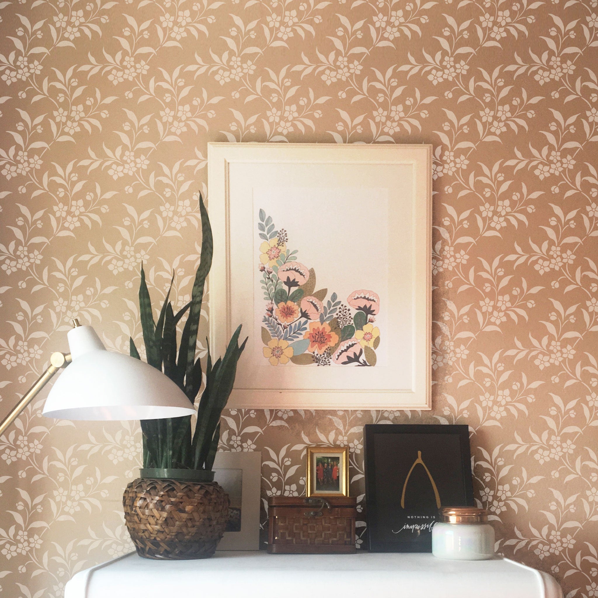 Rachel's Floral Vine Wall Stencil