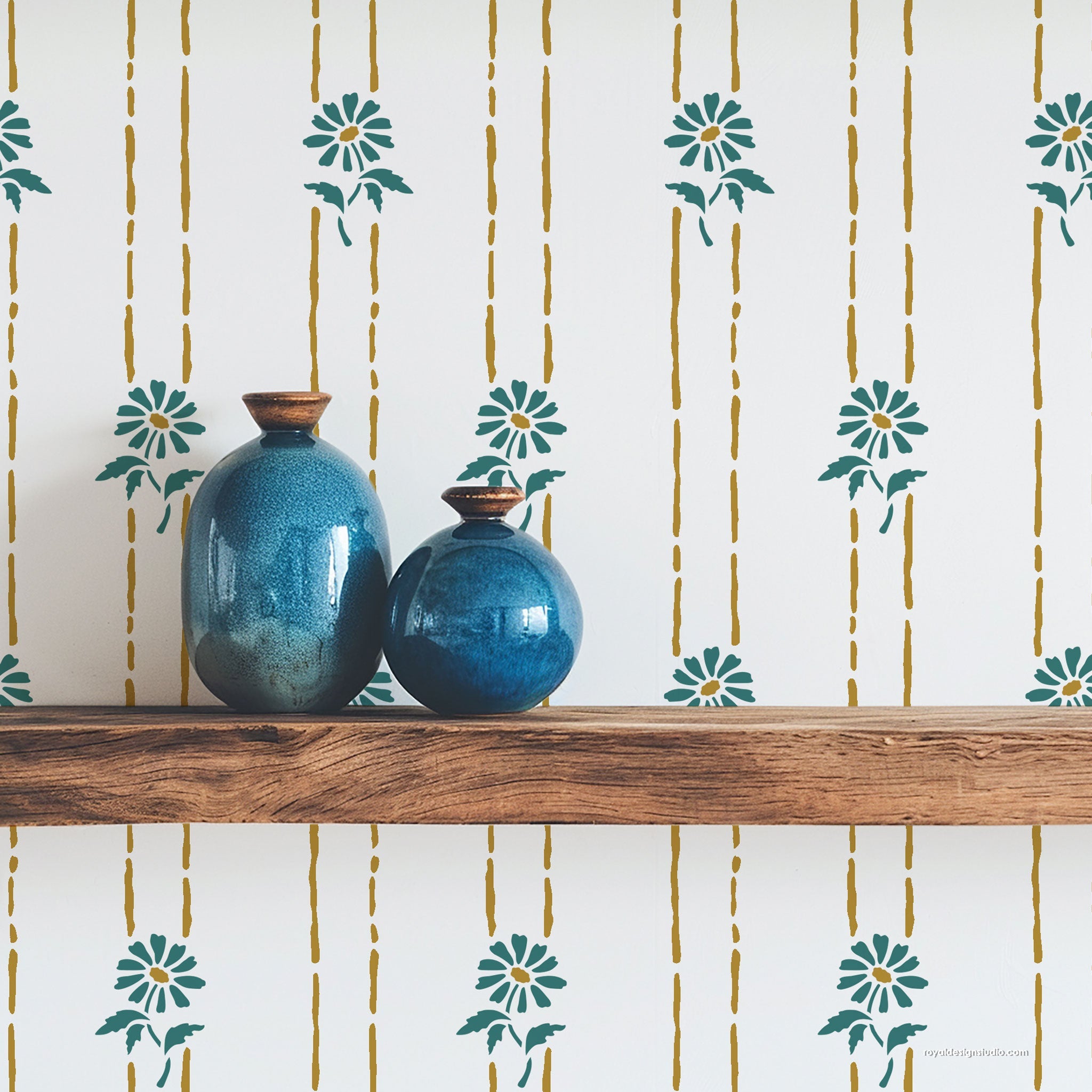 Petite Floral Stripe Wall Stencil