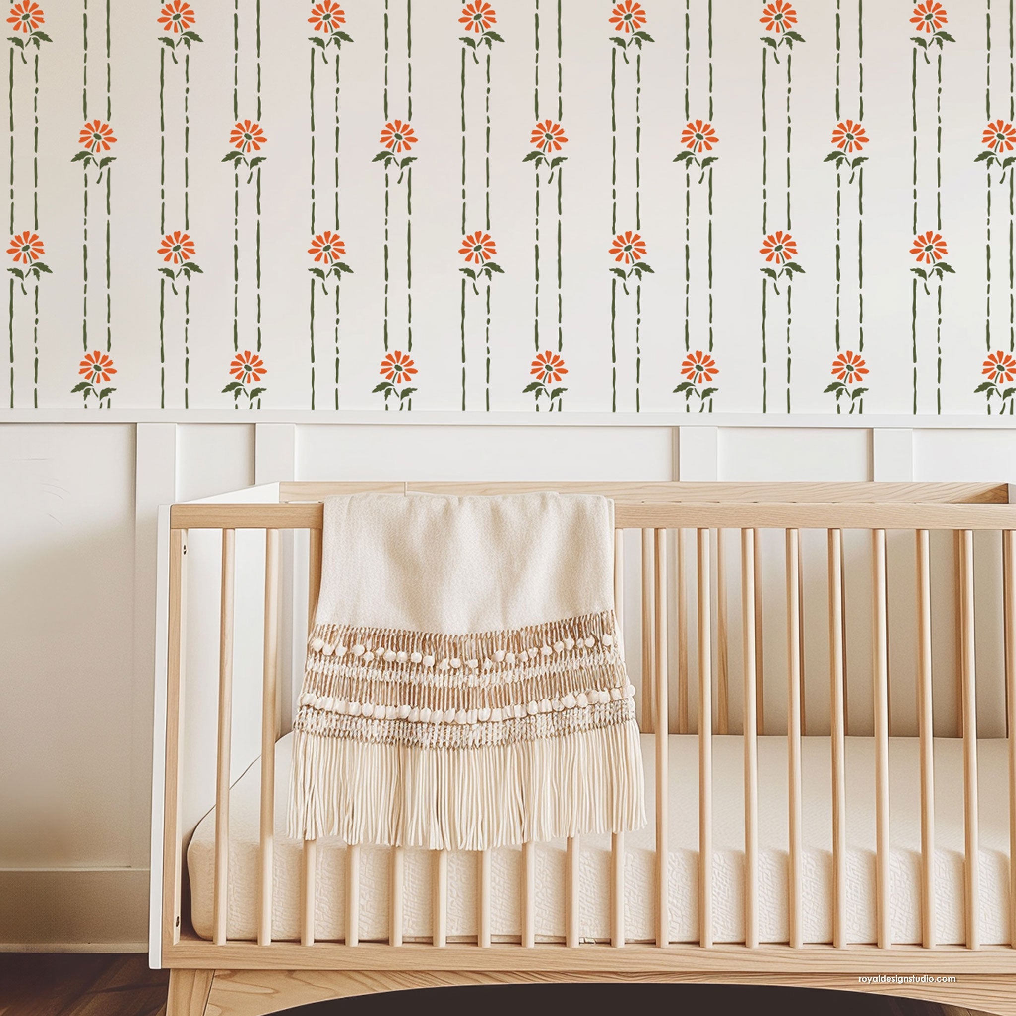 Petite Floral Stripe Wall Stencil