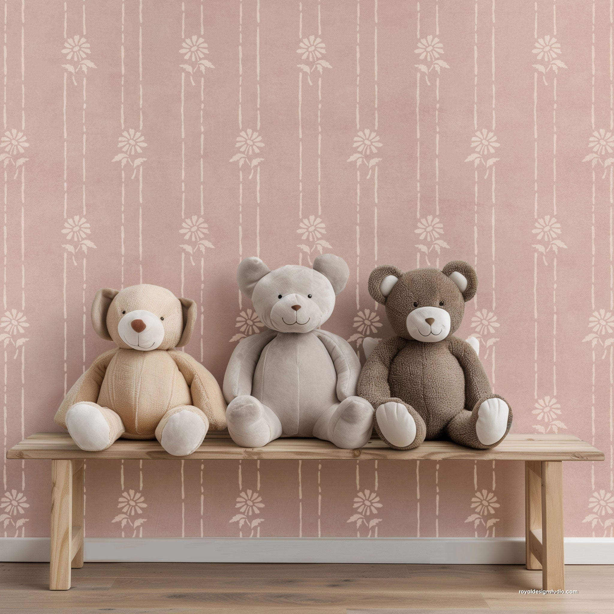 Petite Floral Stripe Wall Stencil