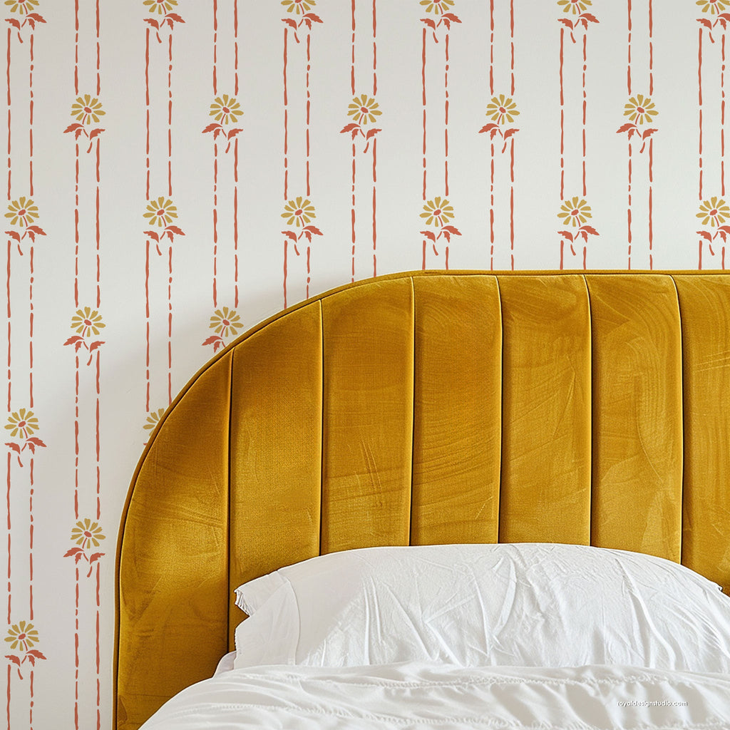 Petite Floral Stripe Wall Stencil