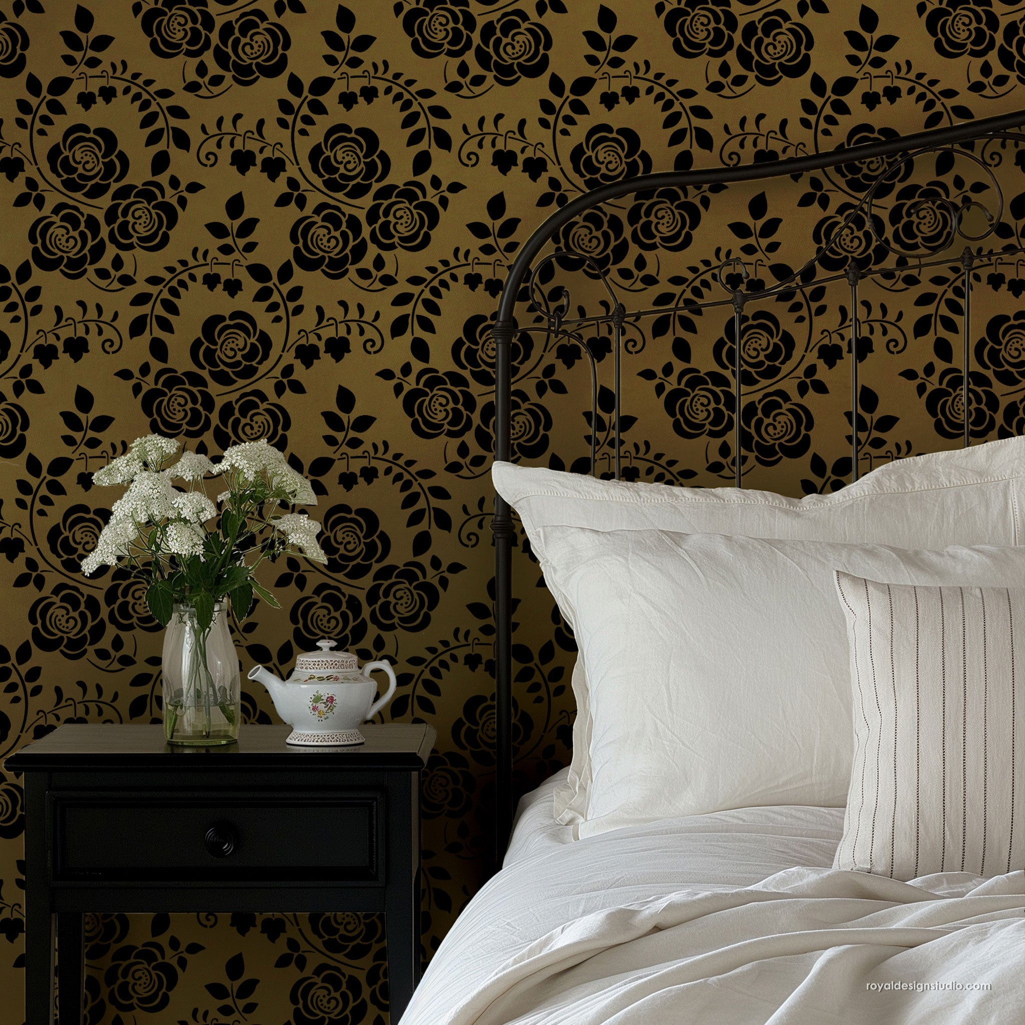Belle Fleur Art Nouveau Wall Stencil