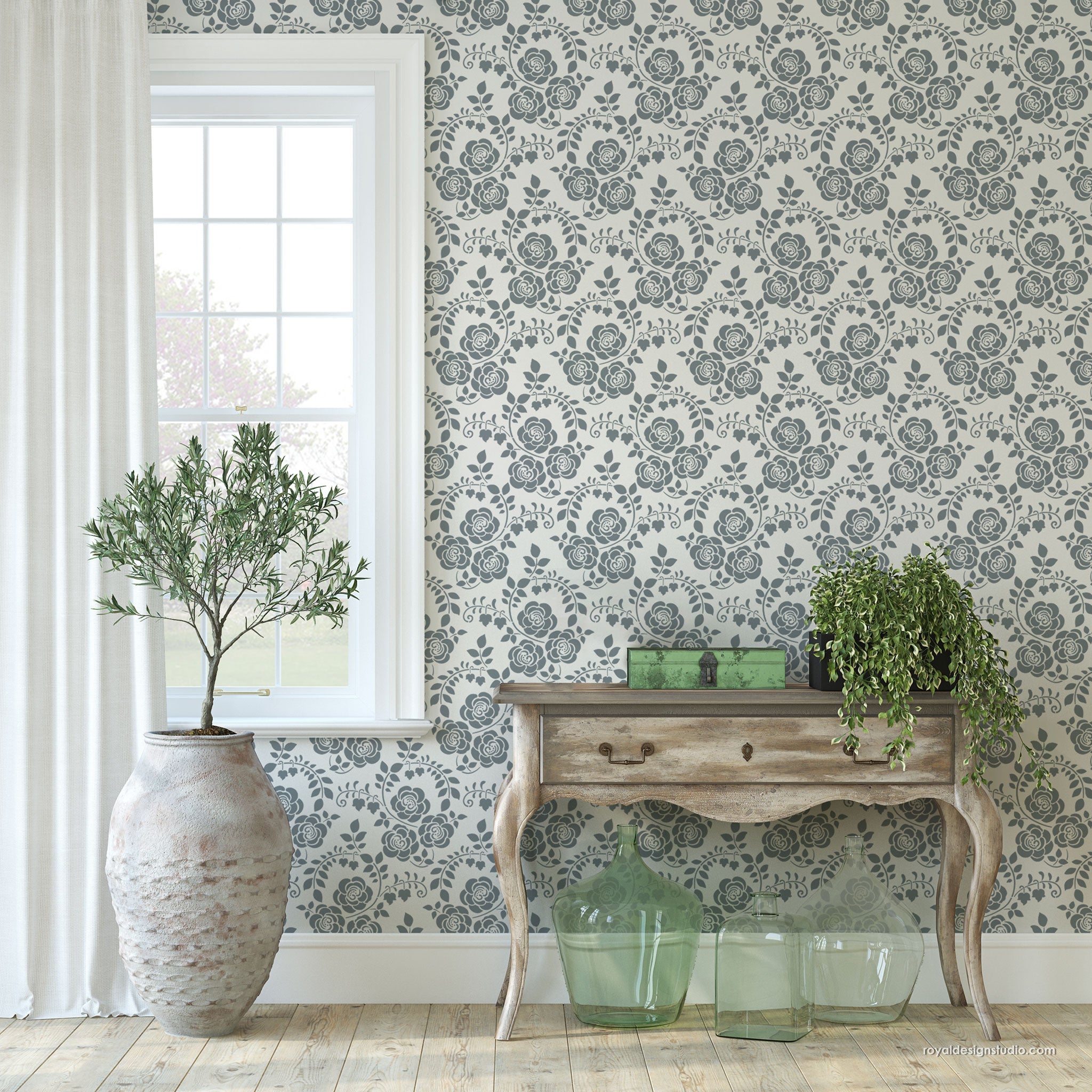 Belle Fleur Art Nouveau Wall Stencil