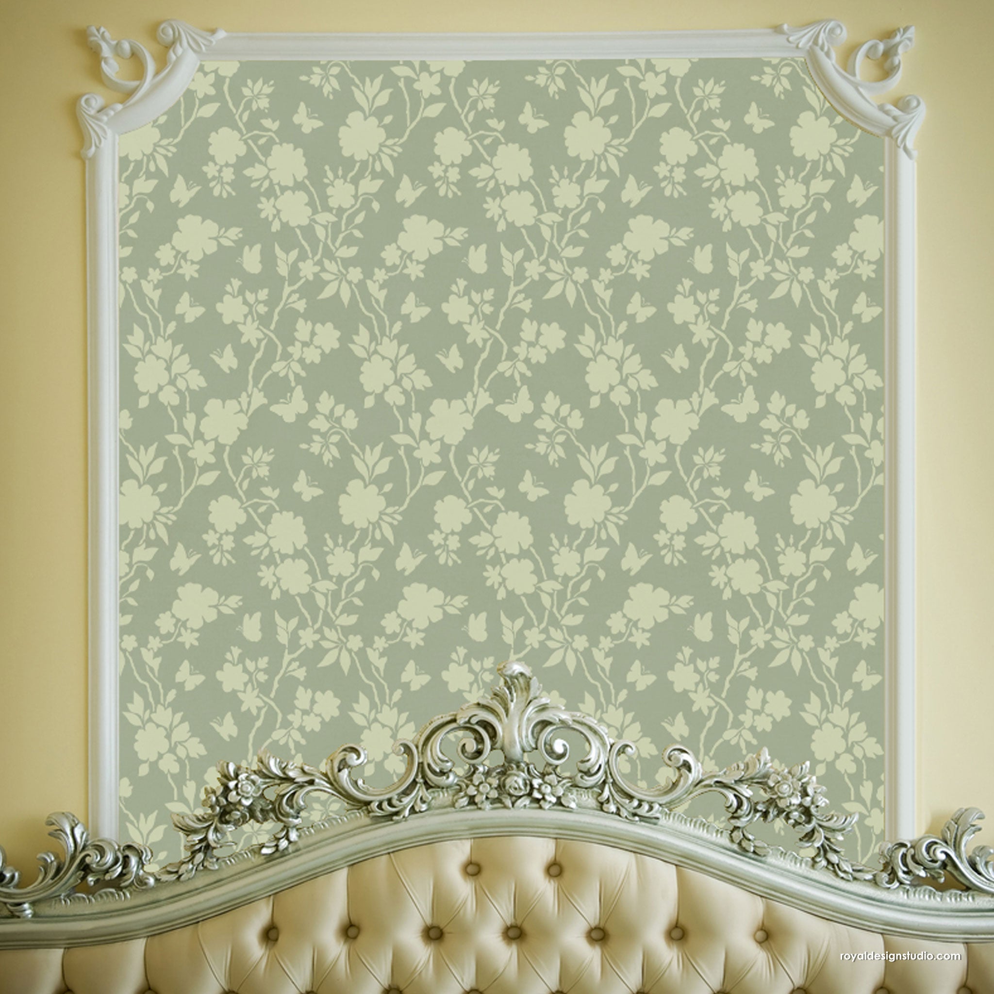 Butterfly Pavilion Chinoiserie Wall Stencil
