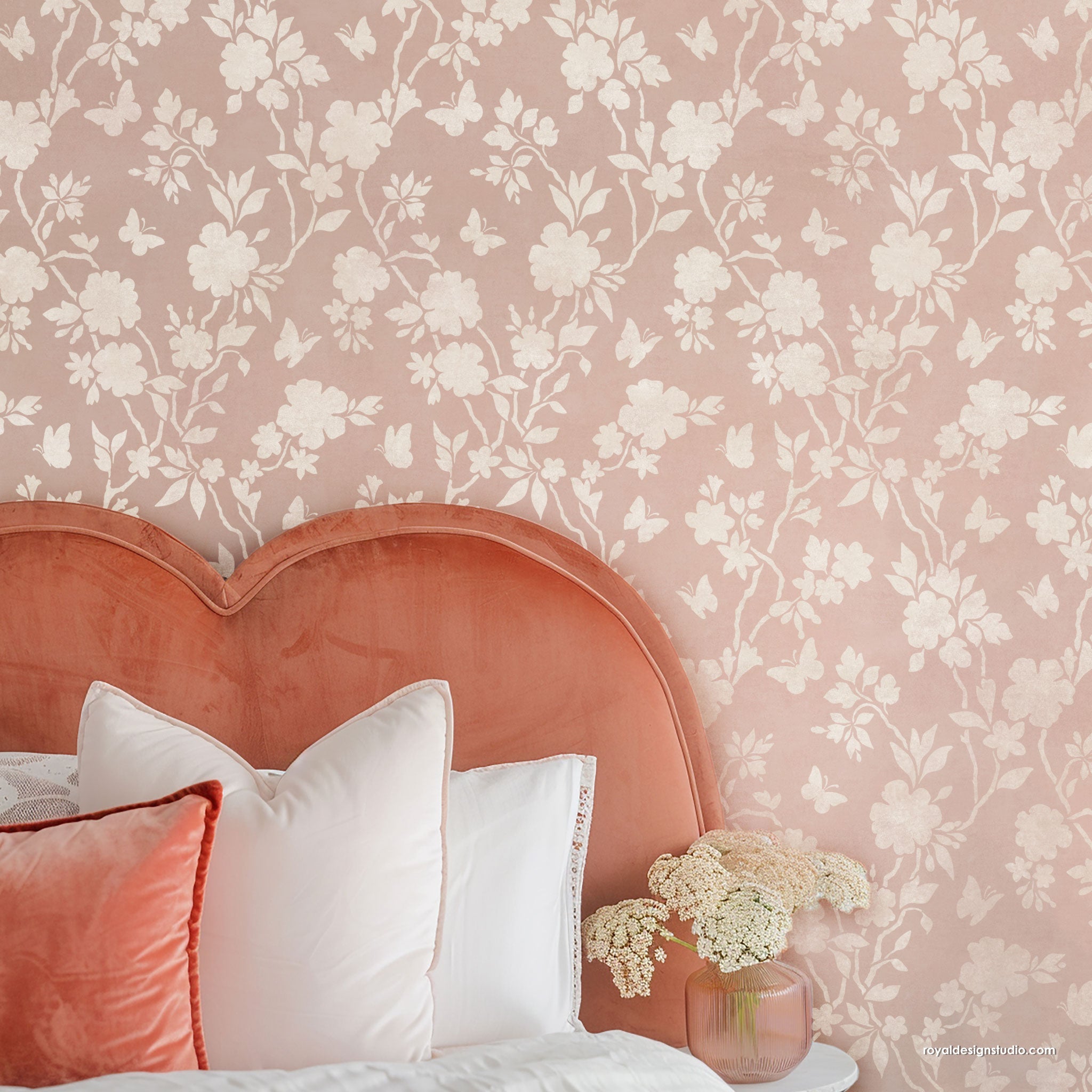 Butterfly Pavilion Chinoiserie Wall Stencil