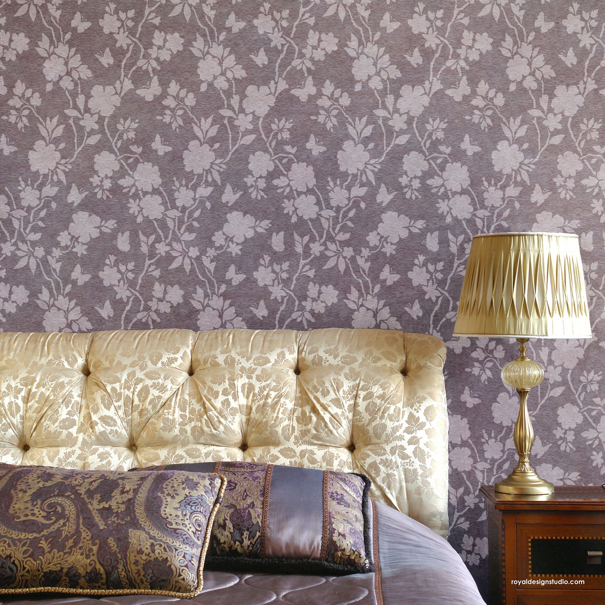 Butterfly Pavilion Chinoiserie Wall Stencil