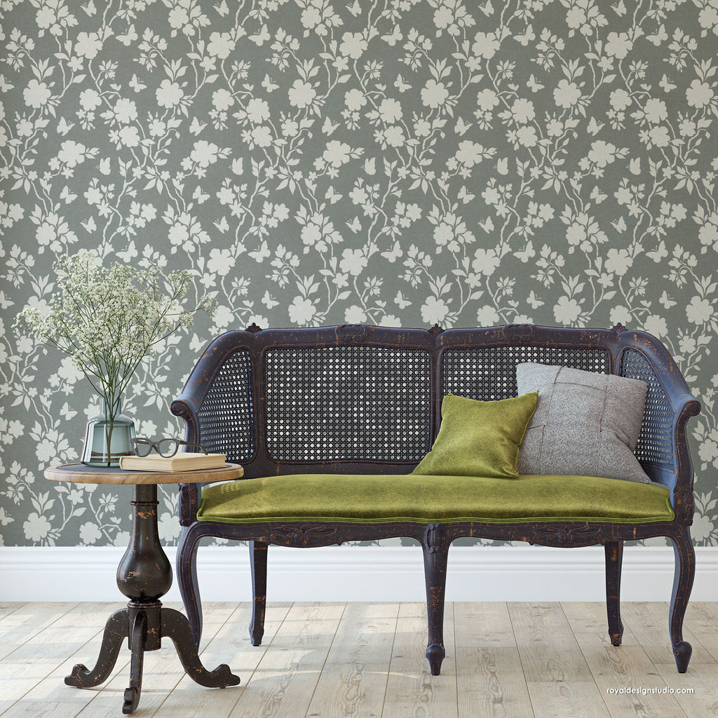 Butterfly Pavilion Chinoiserie Wall Stencil