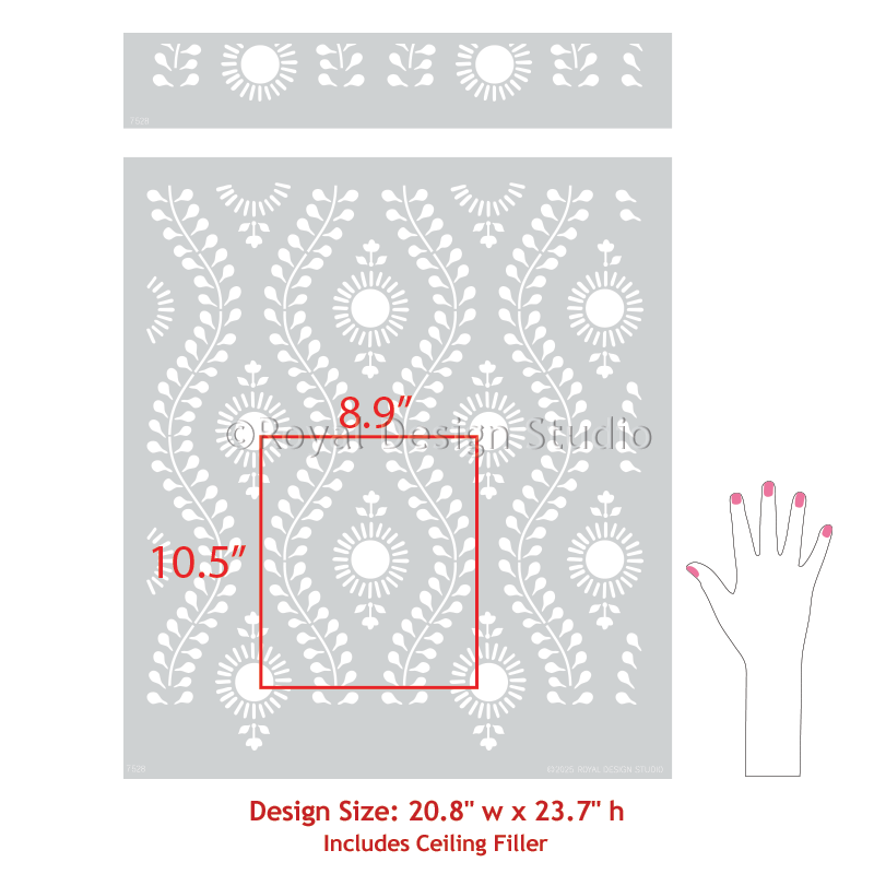 Sun Flower Block Print Wall Stencil