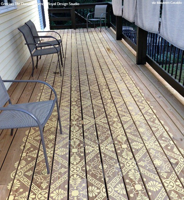 Grecian Tile Damask Wall Stencil