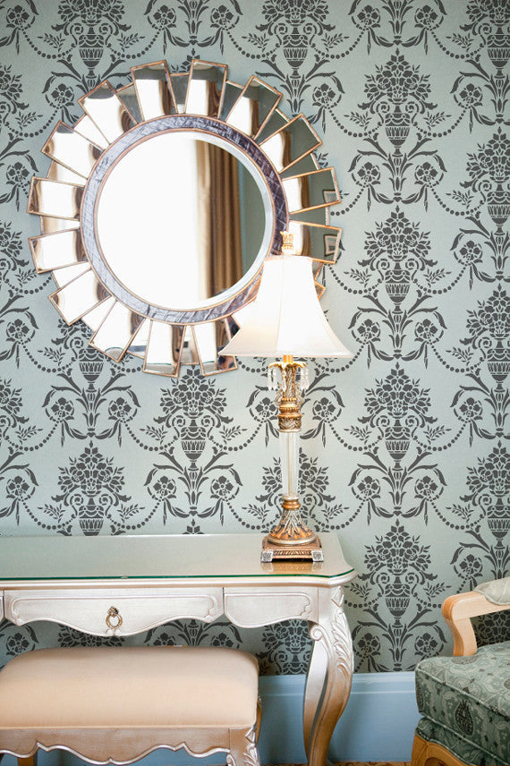 Vase & Pearls Allover Wall Stencil