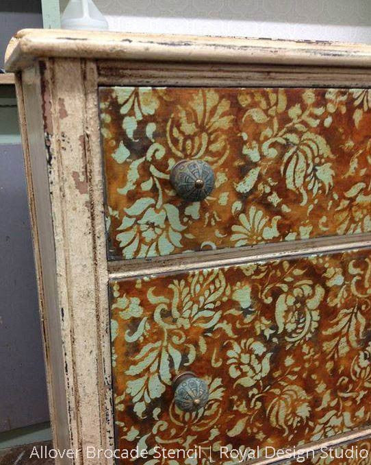 Allover Brocade Furniture Stencil
