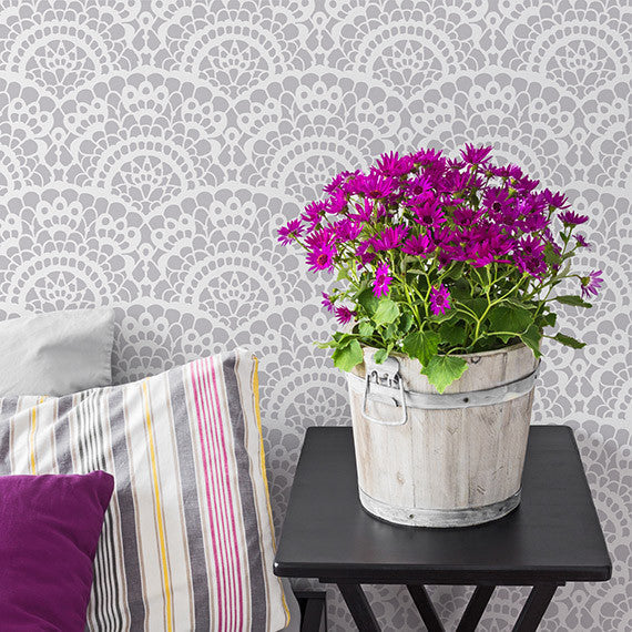 Spanish Lace Scallop Wall Stencil