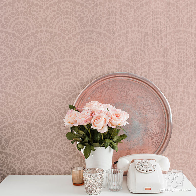 Spanish Lace Scallop Wall Stencil