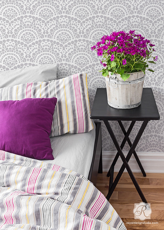 Spanish Lace Scallop Wall Stencil