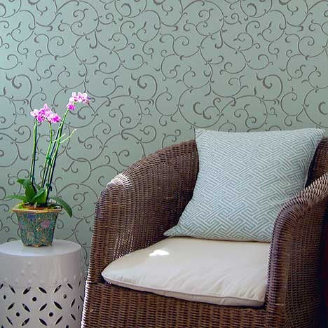 Oriental Vine Allover Wall Stencil