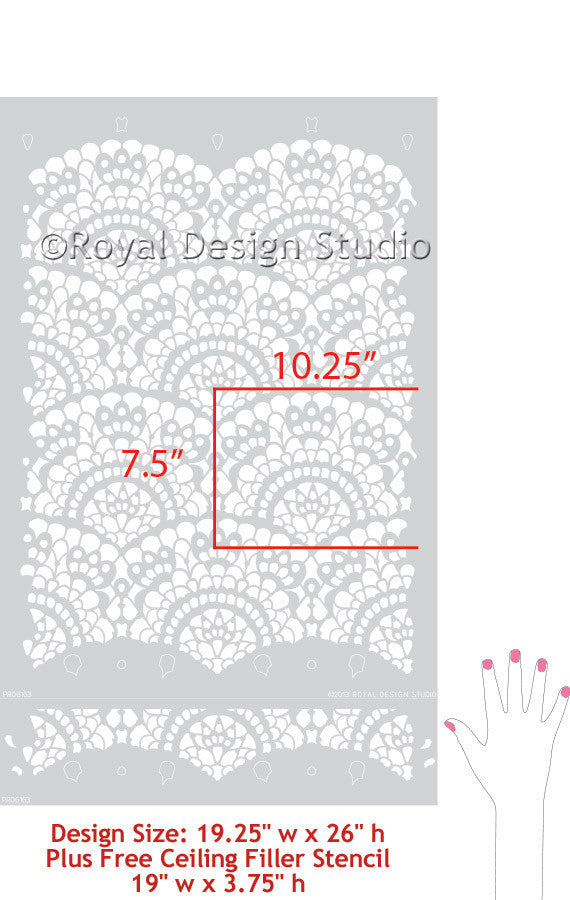 Spanish Lace Scallop Wall Stencil