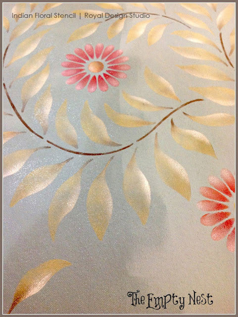 Indian Floral Wall Stencil