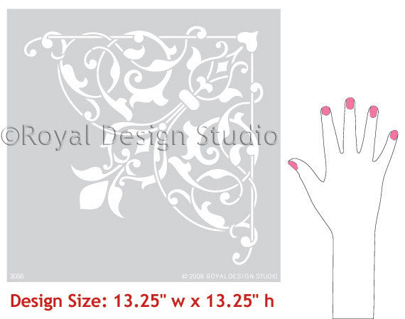 Arabesque Ceiling Corner Stencil