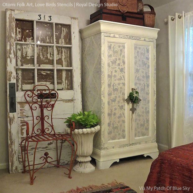 Love Birds Lace Damask Stencil