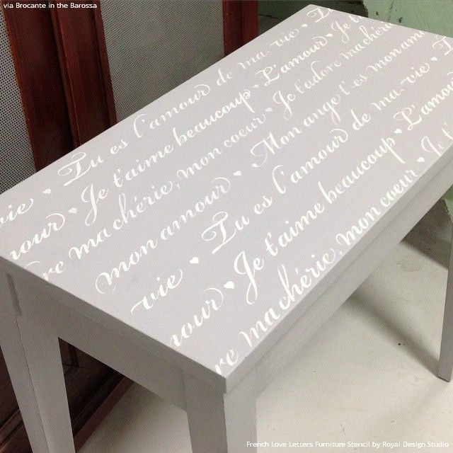 French Love Letters Furniture Stencil