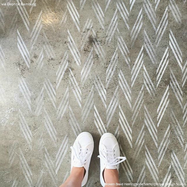 Broken Braid Herringbone Raven + Lily Wall Stencil