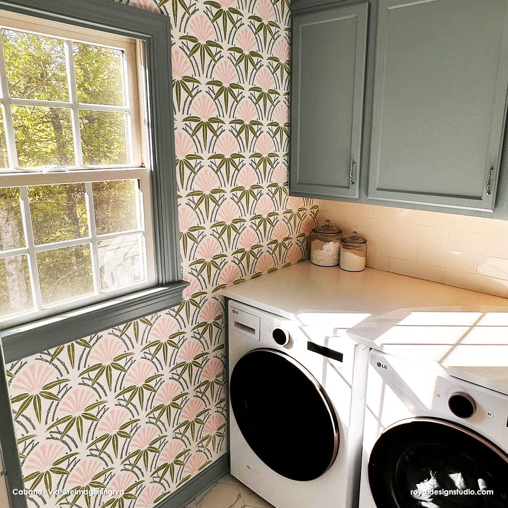 Upscaled Cabana Bamboo Wall Stencil