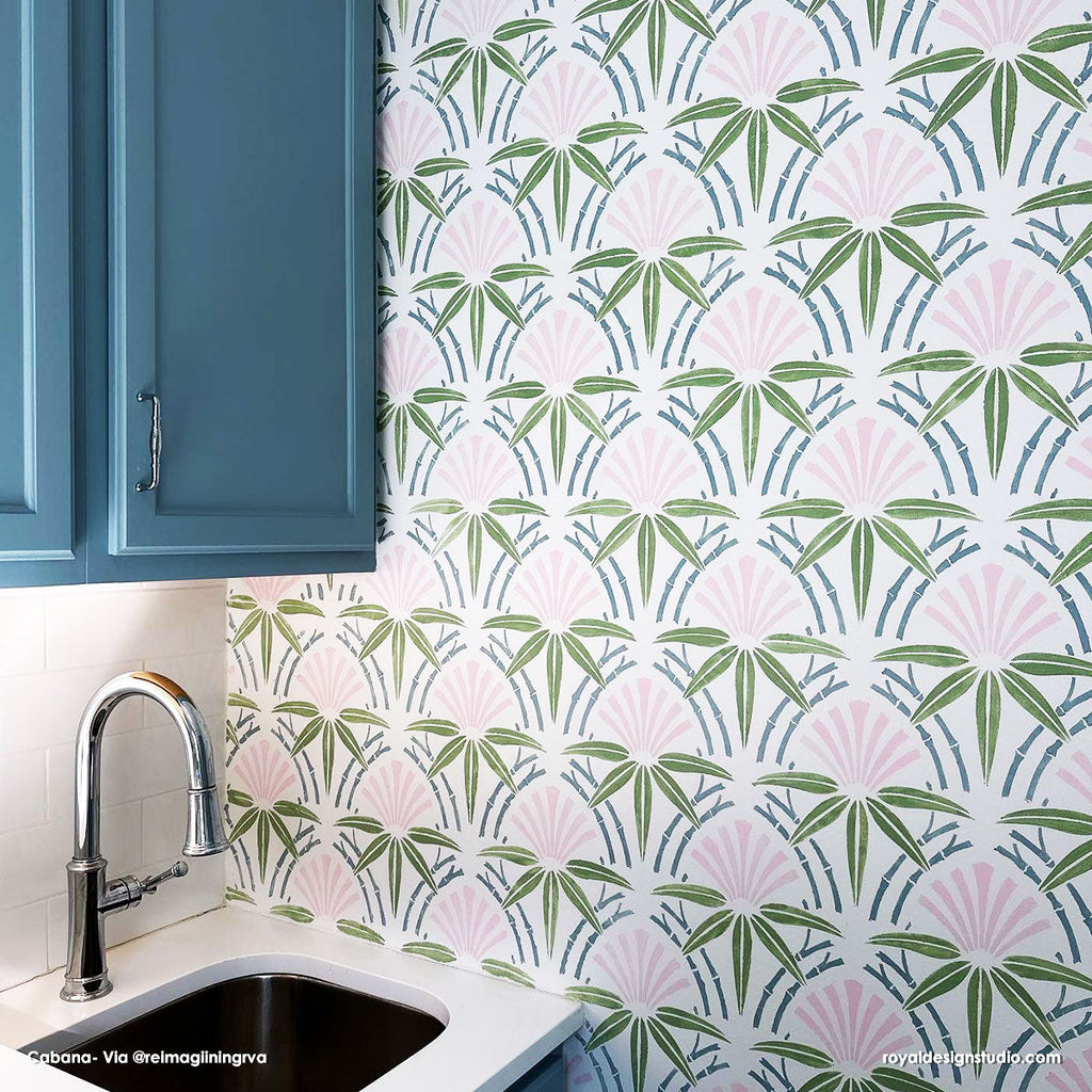 Upscaled Cabana Bamboo Wall Stencil