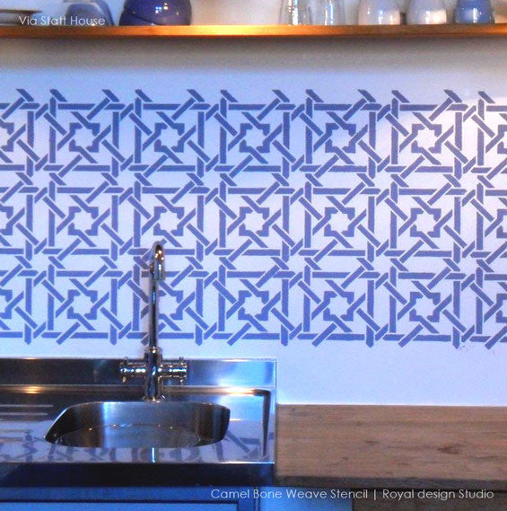 Camel Bone Weave Moroccan Stencil Small