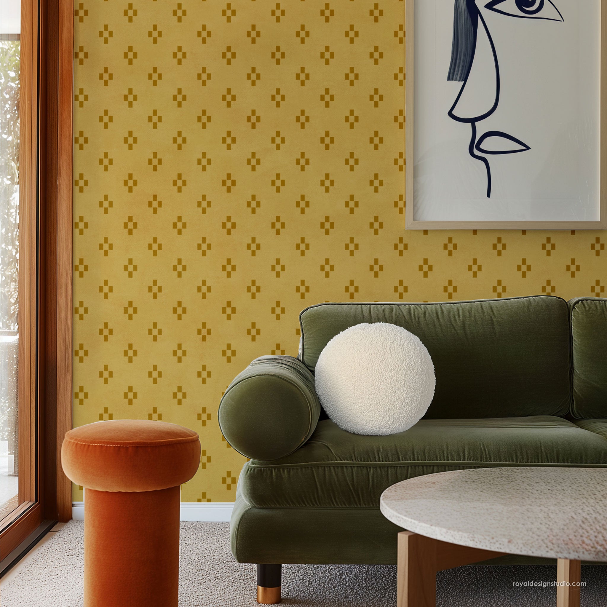 Four Square Check Modern Wall Stencil