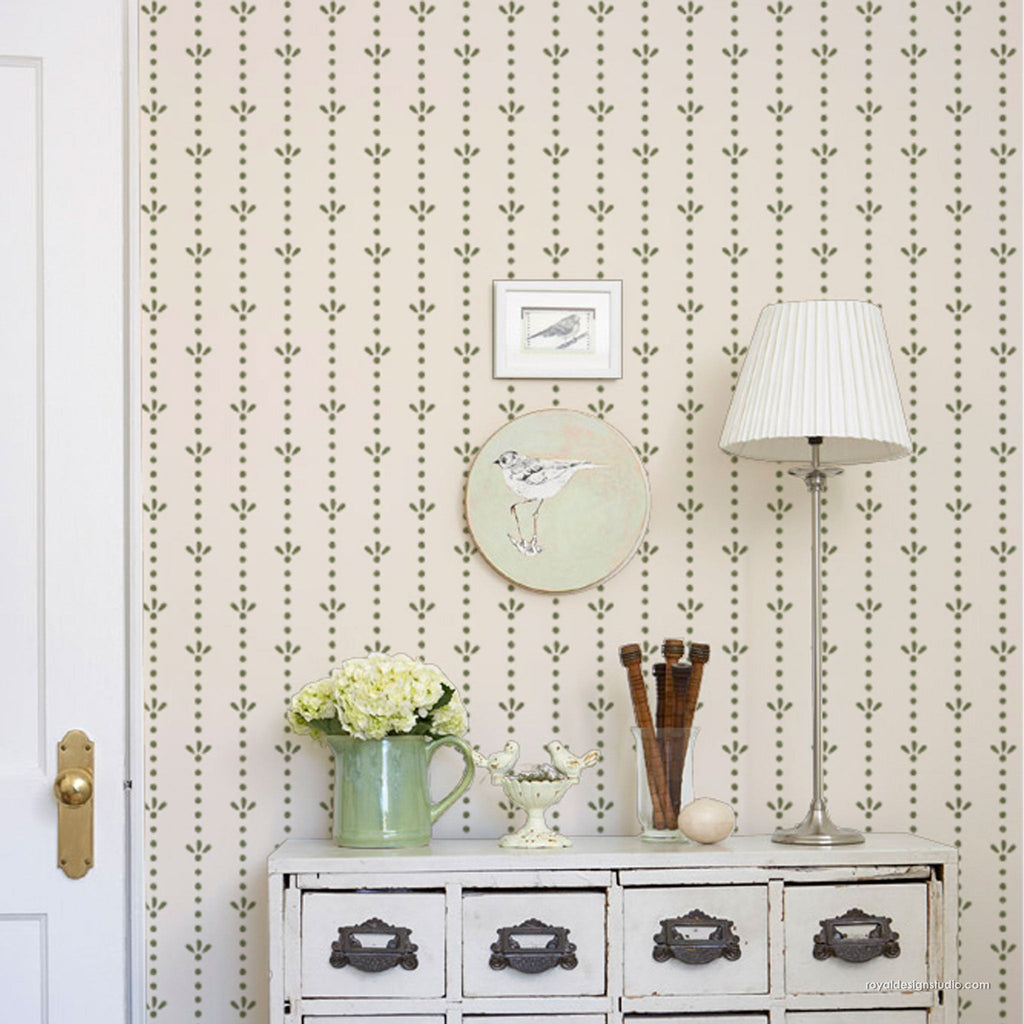 Dotty Stripe Wall Stencil Pattern