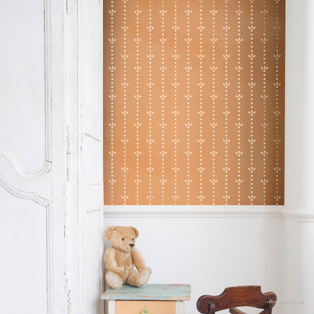 Dotty Stripe Wall Stencil Pattern