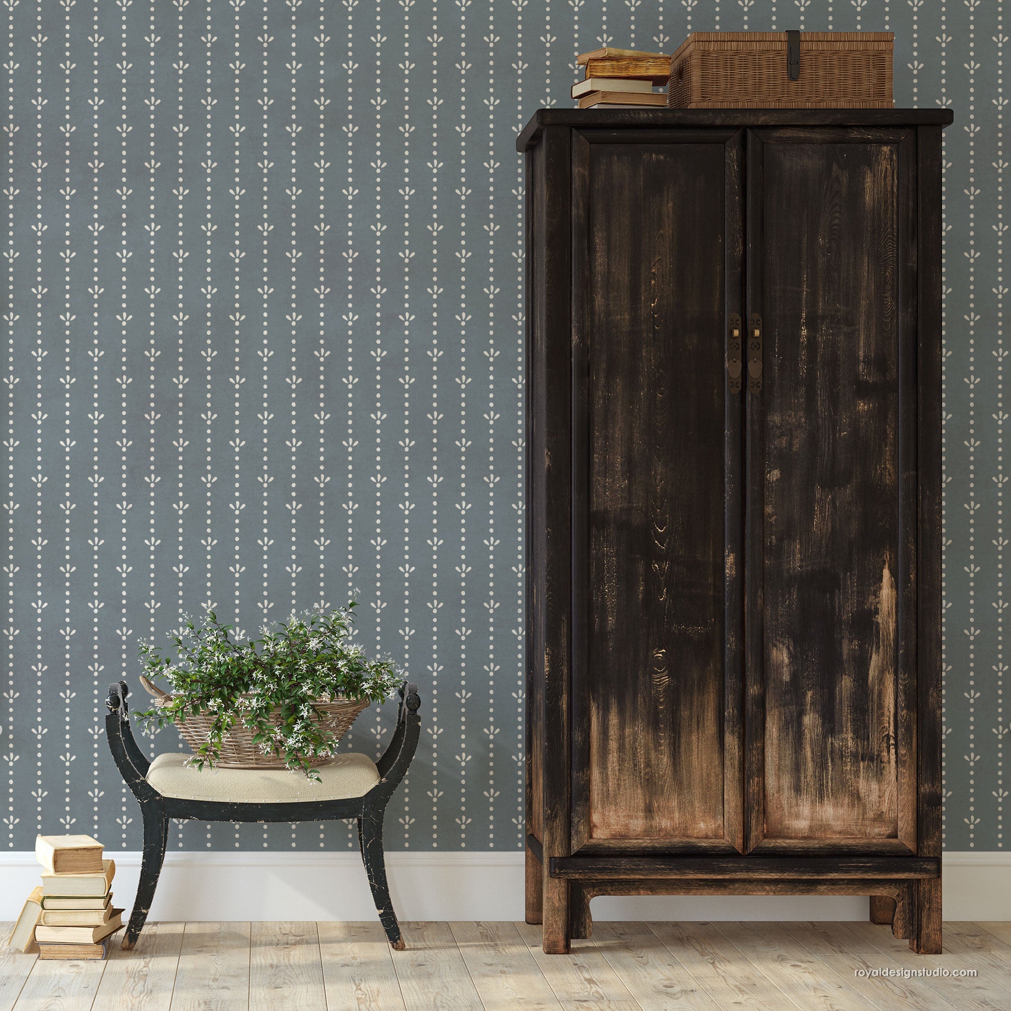 Dotty Stripe Wall Stencil Pattern