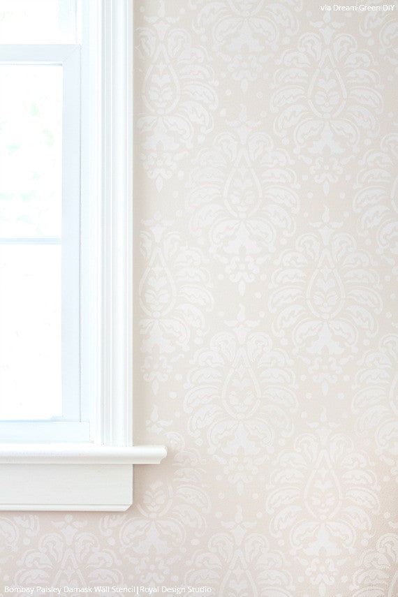 Bombay Paisley Damask Wall Stencil