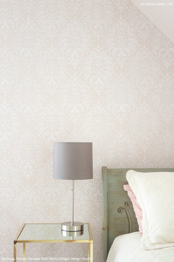 Bombay Paisley Damask Wall Stencil