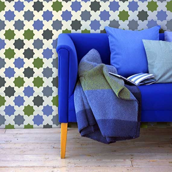 Eight Pointed Stars Moroccan Stencil