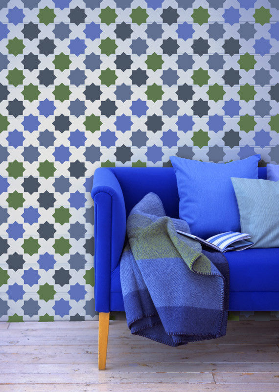 Eight Pointed Stars Moroccan Stencil