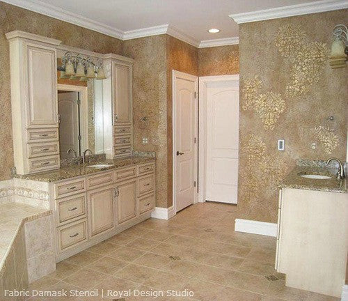 Fabric Damask Wall Stencil
