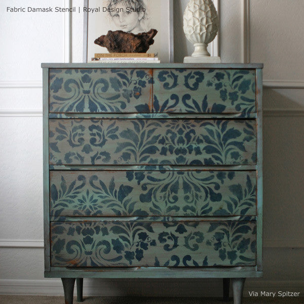 Fabric Damask Wall Stencil