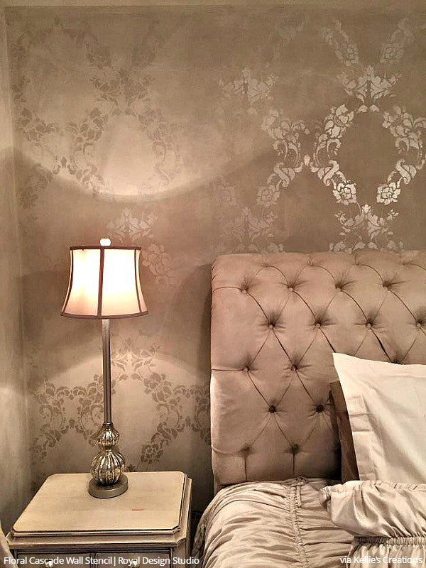 Floral Cascade Damask Wall Stencil