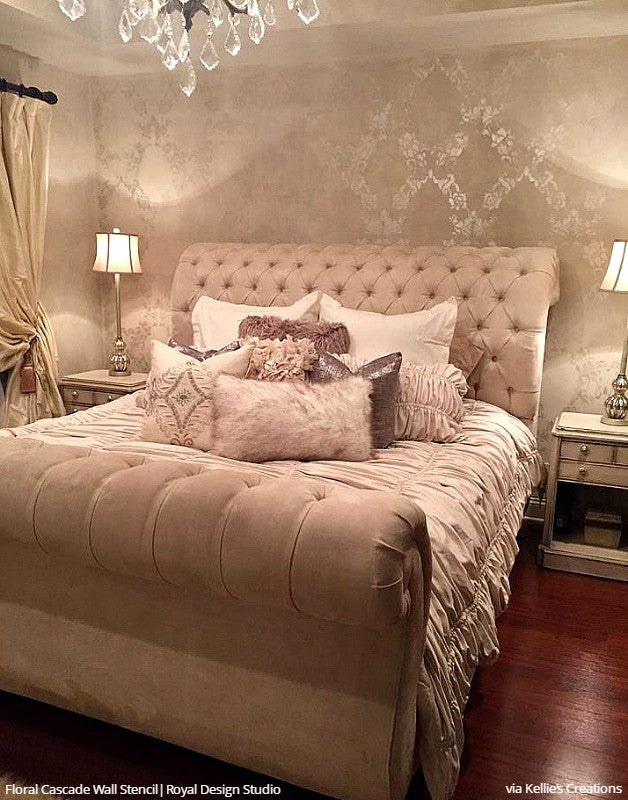 Floral Cascade Damask Wall Stencil