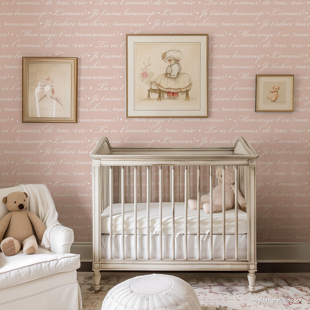 French Love Letters Wall Stencil