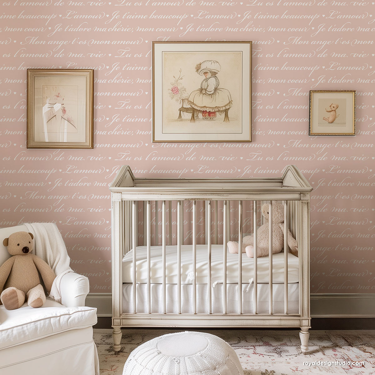 French Love Letters Wall Stencil