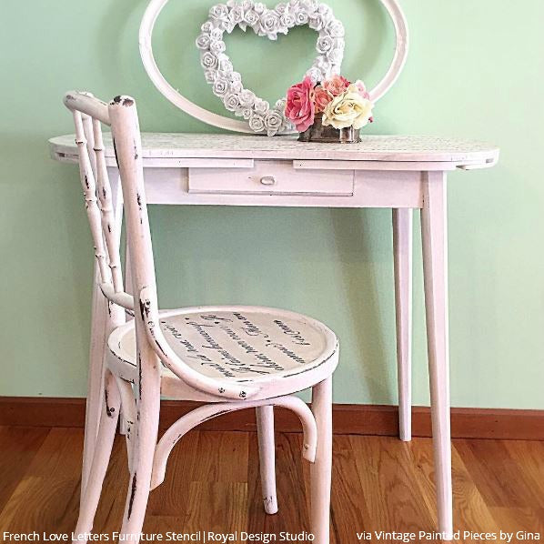 French Love Letters Furniture Stencil