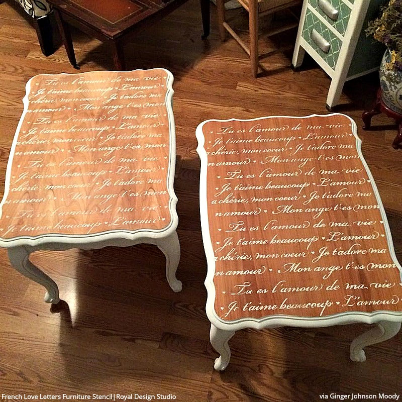 French Love Letters Furniture Stencil